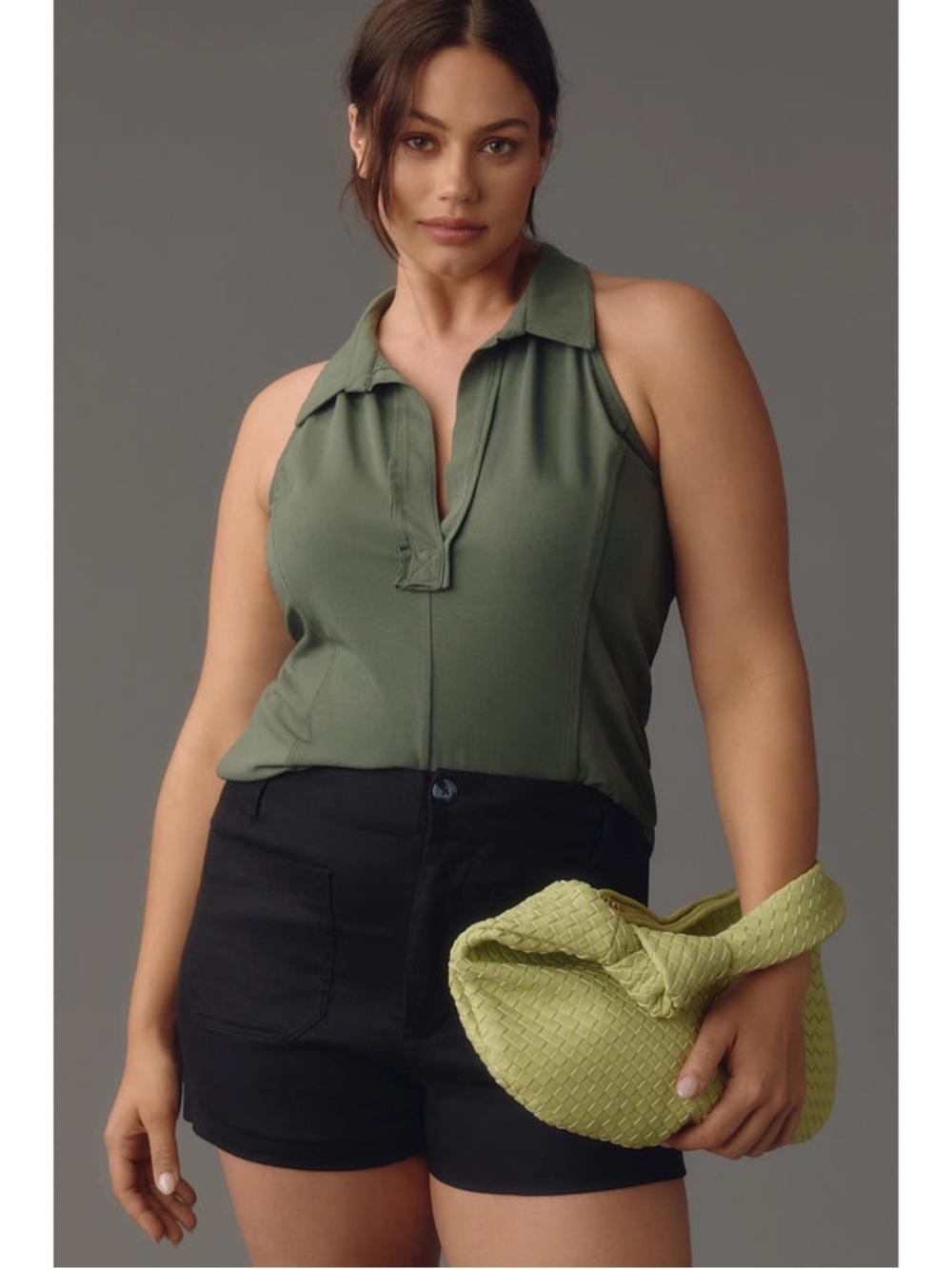 Nwot Pilcro sleeveless Collared Tank Top - Olive Green